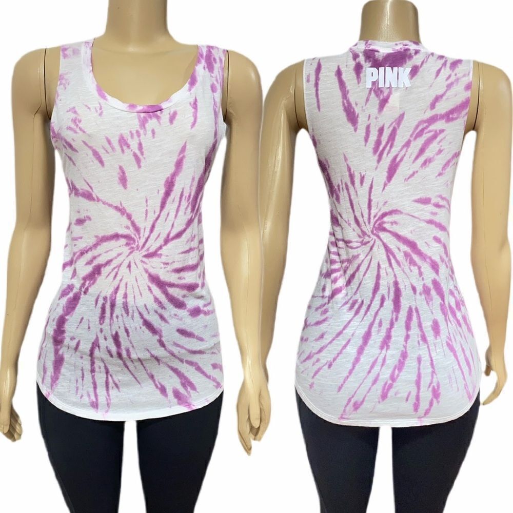 Victoria’s Secret Pink tank top Top white & lilac tie dye Small